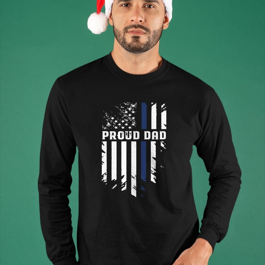 Gift for Dad Shirt, Funny Dad Unisex T-Shirt/Hoodie/Sweatshirt HLT00 – Thin Blue Line Proud Dad Police Family T-Shirt
