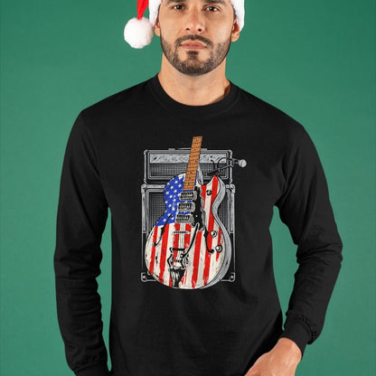 Guitar Lover Shirt, Funny Guitar UnisexT-Shirt/Hoodie/Sweatshirt HLT00 - American Flag Guitar 4th of July Guitarist USA Country Music T-Shirt