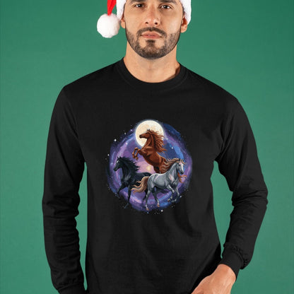Best Horse Lover Shirt , Funny Horse UnisexT-Shirt/Hoodie/Sweatshirt HLT00 - Three Moon Funny Horse Shirt Space Galaxy Horses Graphic T-Shirt