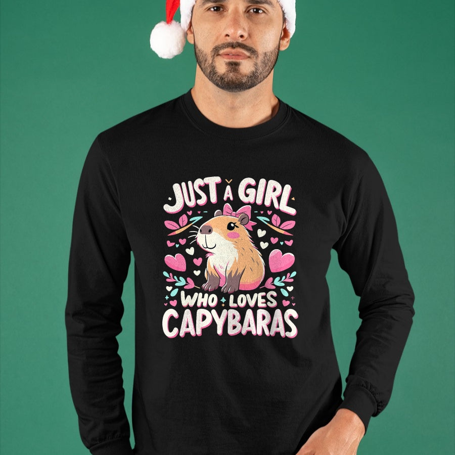 Cute Capybara Shirt, Funny Capybara Unisex T-Shirt/Hoodie/Sweatshirt HLT00 - Just a Girl who Loves Capybaras T-Shirt