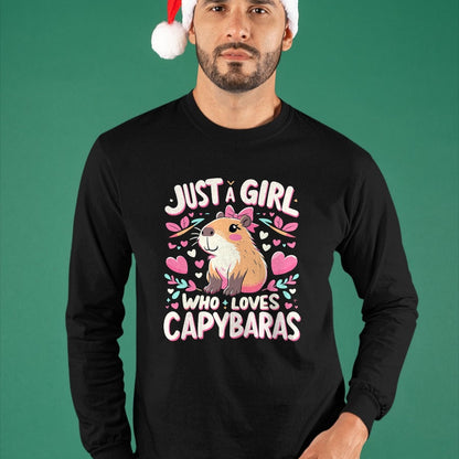 Cute Capybara Shirt, Funny Capybara Unisex T-Shirt/Hoodie/Sweatshirt HLT00 - Just a Girl who Loves Capybaras T-Shirt