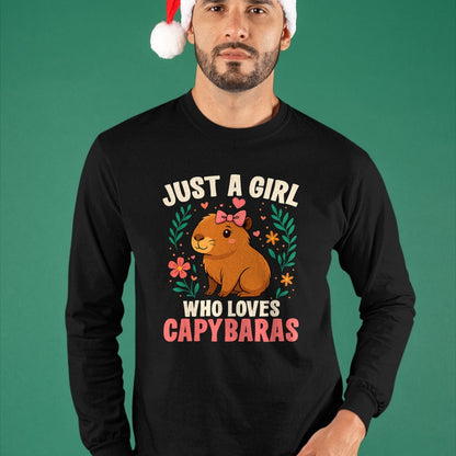 Cute Capybara Shirt, Funny Capybara Unisex T-Shirt/Hoodie/Sweatshirt HLT00 - Just a Girl Who Loves Capybaras Cute Rodent Animal T-Shirt