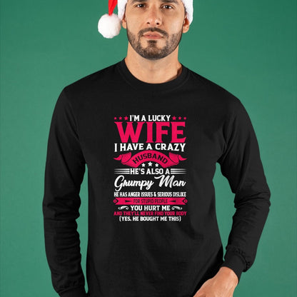 Best Wife Shirt, Wife and Husband Unisex T-Shirt/Hoodie/Sweatshirt HLT00 - Gift for wife T shirt, lucky wife   I'm A Lucky Wife I have A Husband Funny Family Humor Wife Pullov