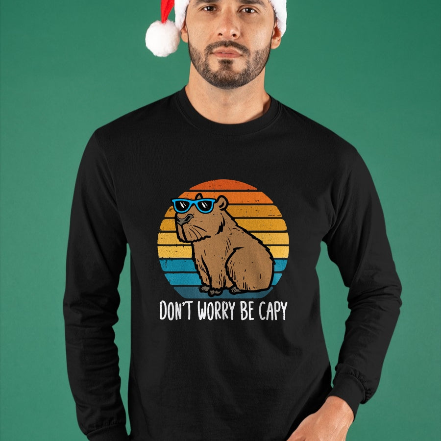 Cute Capybara Shirt, Funny Capybara Unisex T-Shirt/Hoodie/Sweatshirt HLT00 - Dont Worry Be Capy Capybara Retro Men Boys Kids Youth Women T-Shirt