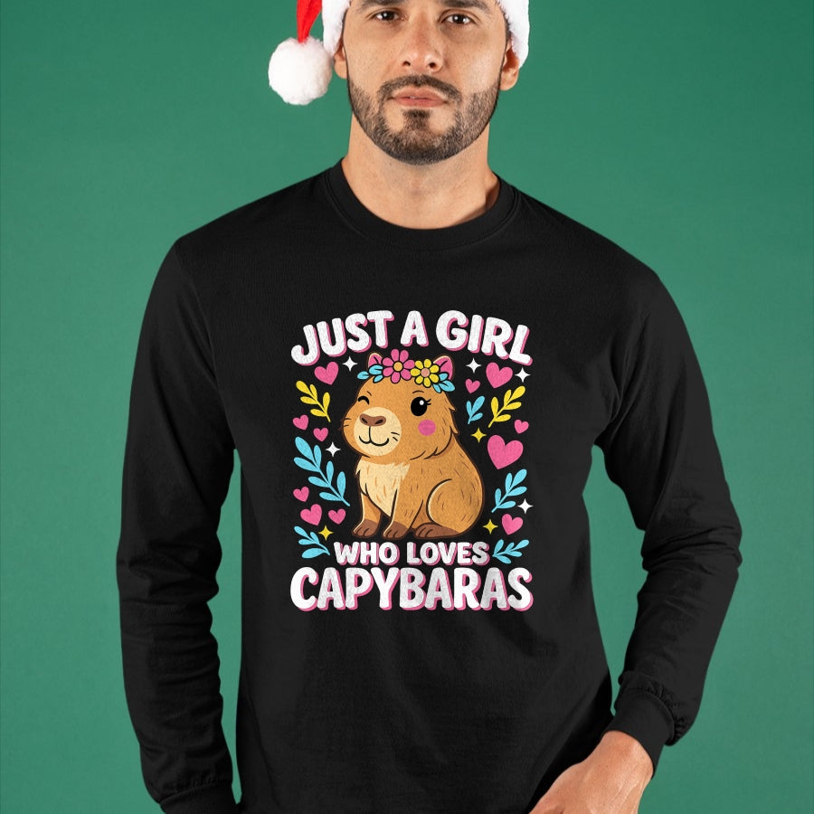 Cute Capybara Shirt, Funny Capybara Unisex T-Shirt/Hoodie/Sweatshirt HLT00 - Cute Rodent Animal Just a Girl who loves Capybaras T-Shirt