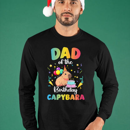 Cute Capybara Shirt, Funny Capybara Unisex T-Shirt/Hoodie/Sweatshirt HLT00 - Dad of The Birthday Girl Capybara Bday Party Family T-Shirt