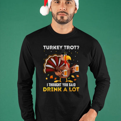 Best Thanksgiving Family Shirt , Funny Thanksgiving UnisexT-Shirt/Hoodie/Sweatshirt HLT00 - Turkey Trot Squad Running Drinking Matching Thanksgiving T-Shirt