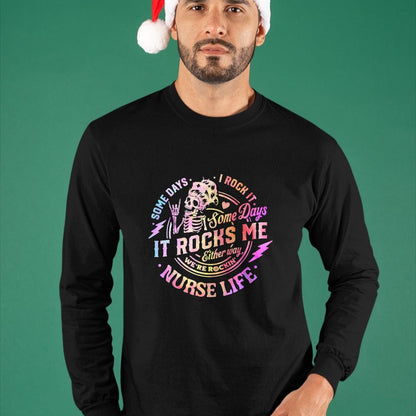 Funny Nurse Shirt, Nurse Unisex T-Shirt/Hoodie/Sweatshirt HLT00 - Tie Dye Some Days I Rock It Some Days It Rocks Me Nurse Life T-Shirt (1)