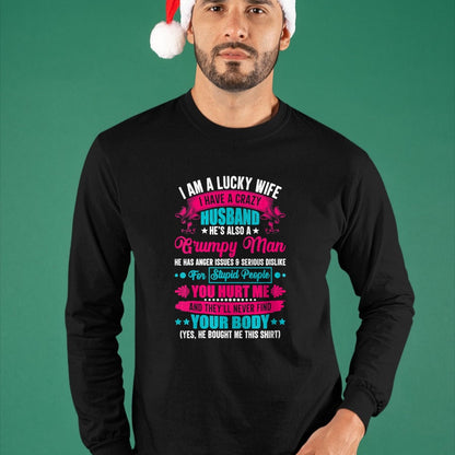 Best Wife Shirt, Wife and Husband Unisex T-Shirt/Hoodie/Sweatshirt HLT00 - Gift for wife T shirt, lucky wife   Womens I Am A Lucky Wife, I Have A Crazy Husband V-Neck T-Shirt
