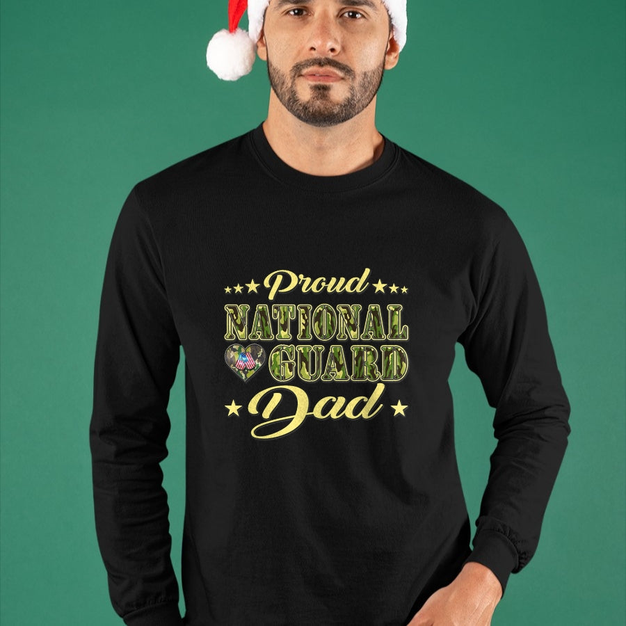 Gift for Dad Shirt, Funny Dad Unisex T-Shirt/Hoodie/Sweatshirt HLT00 – Proud National Guard Dad Dog Tags Heart Military Father Gift T-Shirt