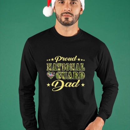 Gift for Dad Shirt, Funny Dad Unisex T-Shirt/Hoodie/Sweatshirt HLT00 – Proud National Guard Dad Dog Tags Heart Military Father Gift T-Shirt
