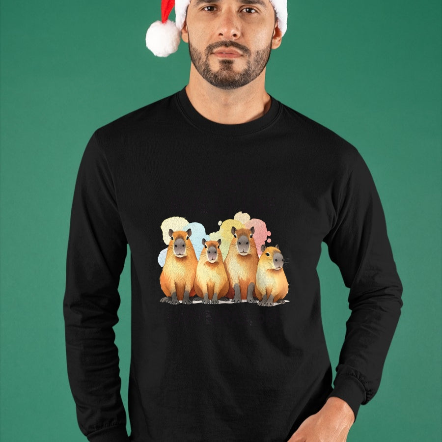 Cute Capybara Shirt, Funny Capybara Unisex T-Shirt/Hoodie/Sweatshirt HLT00 - Funny Capybara Long Sleeve T-Shirt (1)
