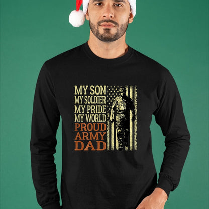 Gift for Dad Shirt, Funny Dad Unisex T-Shirt/Hoodie/Sweatshirt HLT00 – Mens My Son Is A Soldier Hero Proud Army Dad US Military Father T-Shirt