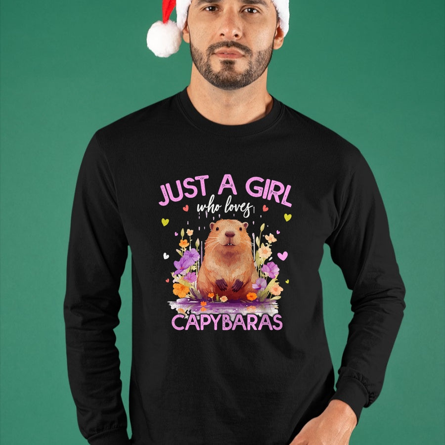 Cute Capybara Shirt, Funny Capybara Unisex T-Shirt/Hoodie/Sweatshirt HLT00 - Just A Girl Who Loves Capybaras For Women Girls T-Shirt