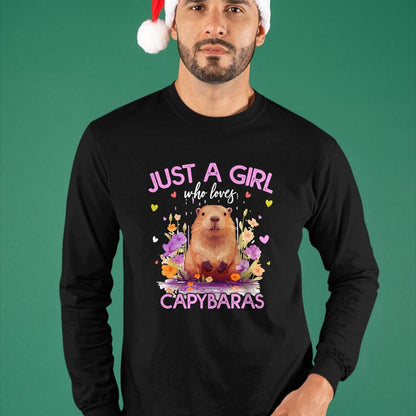 Cute Capybara Shirt, Funny Capybara Unisex T-Shirt/Hoodie/Sweatshirt HLT00 - Just A Girl Who Loves Capybaras For Women Girls T-Shirt