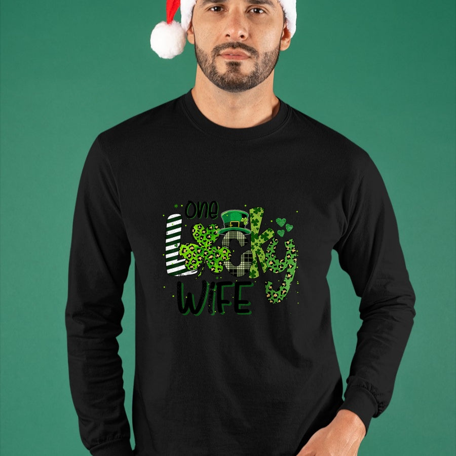 Best Wife Shirt, Wife and Husband Unisex T-Shirt/Hoodie/Sweatshirt HLT00 - Gift for wife T shirt, lucky wife   One Lucky Wife St Patricks Day Mom Mother Shamrock Leopard T-Shi