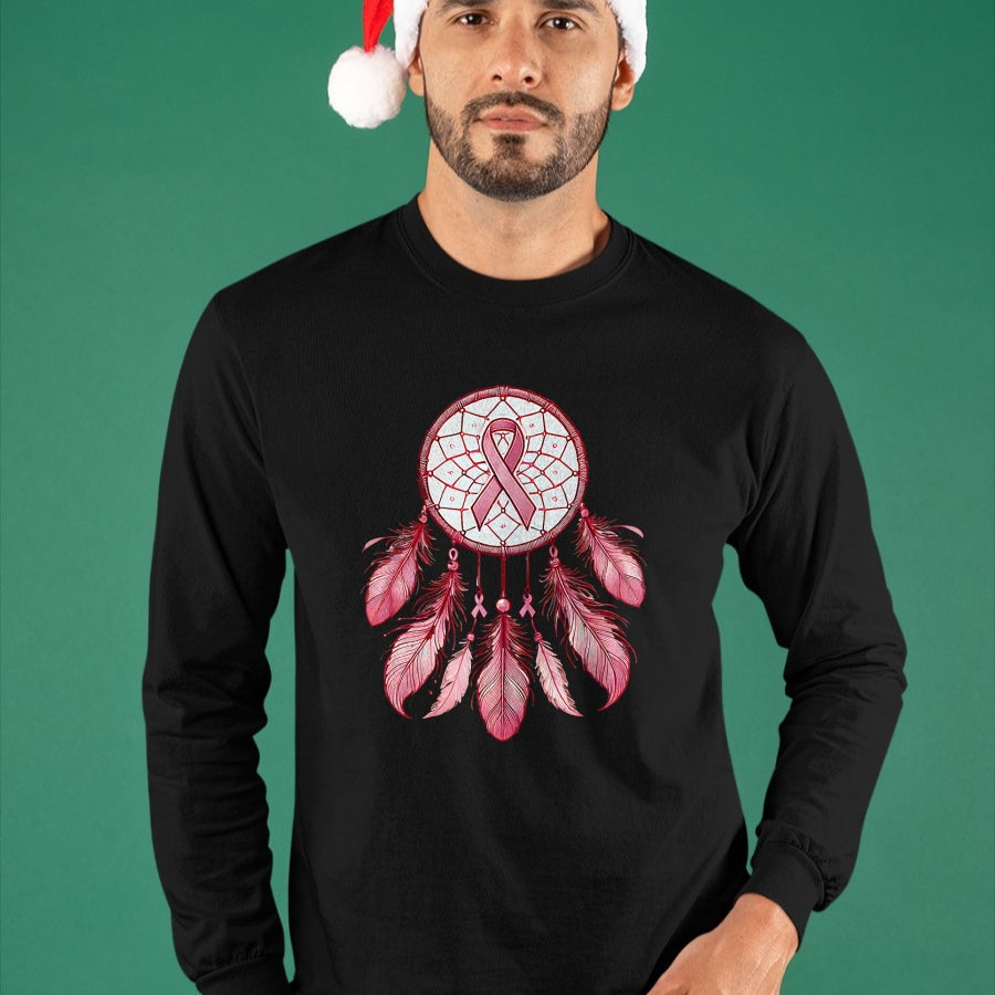 Native American T-Shirts, Vintage Native American Unisex T-Shirt/Hoodie/Sweatshirt HLT00 - Pink Ribbon Native Indian DreamCatcher Art Breast Cancer