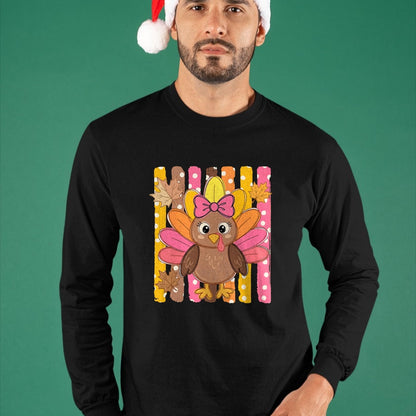 Best Thanksgiving Family Shirt , Funny Thanksgiving UnisexT-Shirt/Hoodie/Sweatshirt HLT00 - Thanksgiving Cute Turkey Bow Autumn Leaves Women Girl T-Shirt