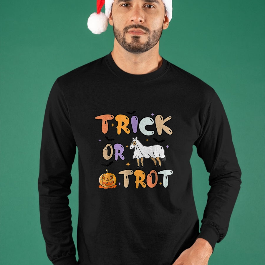 Best Horse Lover Shirt , Funny Horse UnisexT-Shirt/Hoodie/Sweatshirt HLT00 - Trick Or Trot Halloween Pumpkin Ghost Horse T-Shirt