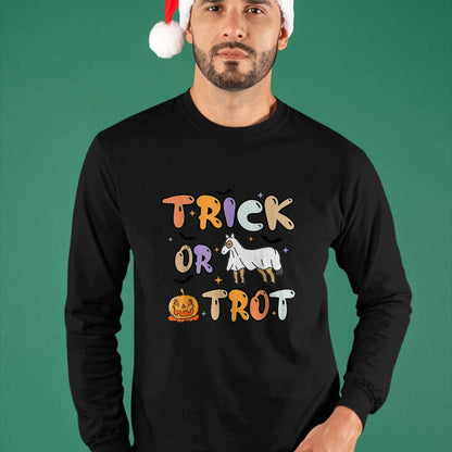 Best Horse Lover Shirt , Funny Horse UnisexT-Shirt/Hoodie/Sweatshirt HLT00 - Trick Or Trot Halloween Pumpkin Ghost Horse T-Shirt