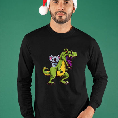 Best Dinosaur Lover Shirt, Funny Dinosaur UnisexT-Shirt/Hoodie/Sweatshirt HLT00 - Kawaii Koala Bear Riding T-Rex - Cute & Funny Trex Dinosaur T-Shirt