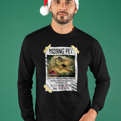 Best Dinosaur Lover Shirt, Funny Dinosaur UnisexT-Shirt/Hoodie/Sweatshirt HLT00 - Jurassic Park Missing Pet T-Rex Poster Taped Graphic Tee T-Shirt