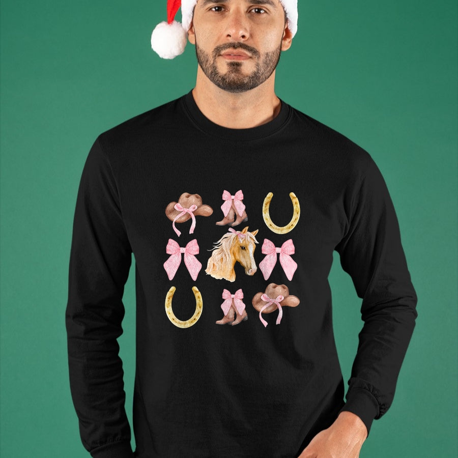 Best Horse Lover Shirt , Funny Horse UnisexT-Shirt/Hoodie/Sweatshirt HLT00 - Western Girl Country Rodeo Pink Cowgirl Horse Coquette Bow T-Shirt