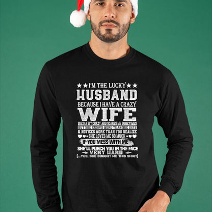 Best Wife Shirt, Wife and Husband Unisex T-Shirt/Hoodie/Sweatshirt HLT00 - Gift for wife T shirt, lucky wife   I Am A Lucky Husband I Have A Crazy Wife Christmas Birthday T-Sh