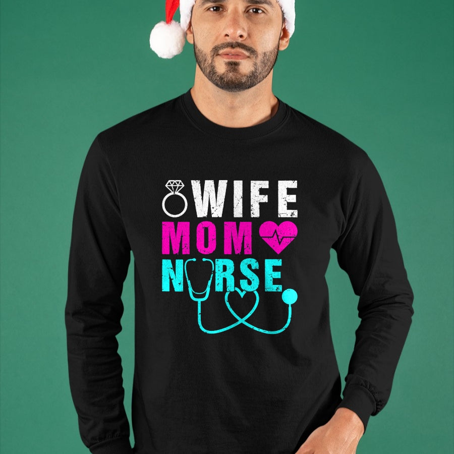 Funny Nurse Shirt, Nurse Unisex T-Shirt/Hoodie/Sweatshirt HLT00 - Wife Mom Nurse Practitioner NP Nurse Practitioners T-Shirt