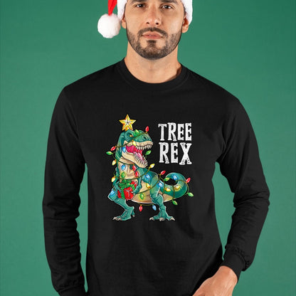 Best Dinosaur Lover Shirt, Funny Dinosaur UnisexT-Shirt/Hoodie/Sweatshirt HLT00 - Dinosaur Christmas Tree Rex Pajamas Men Boys Xmas Lights T-Shirt Small