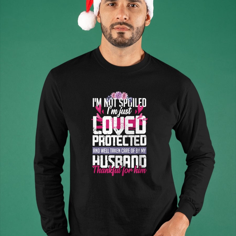 Best Wife Shirt, Wife and Husband Unisex T-Shirt/Hoodie/Sweatshirt HLT00 - Gift for wife T shirt, spoiled wife   Thankful for my Husband - Spoiled Wife Pullover Hoodie