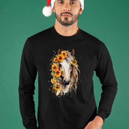 Best Horse Lover Shirt , Funny Horse UnisexT-Shirt/Hoodie/Sweatshirt HLT00 - Sunflower Horse Portrait CowGirl Equestrian Horseback Riding T-Shirt