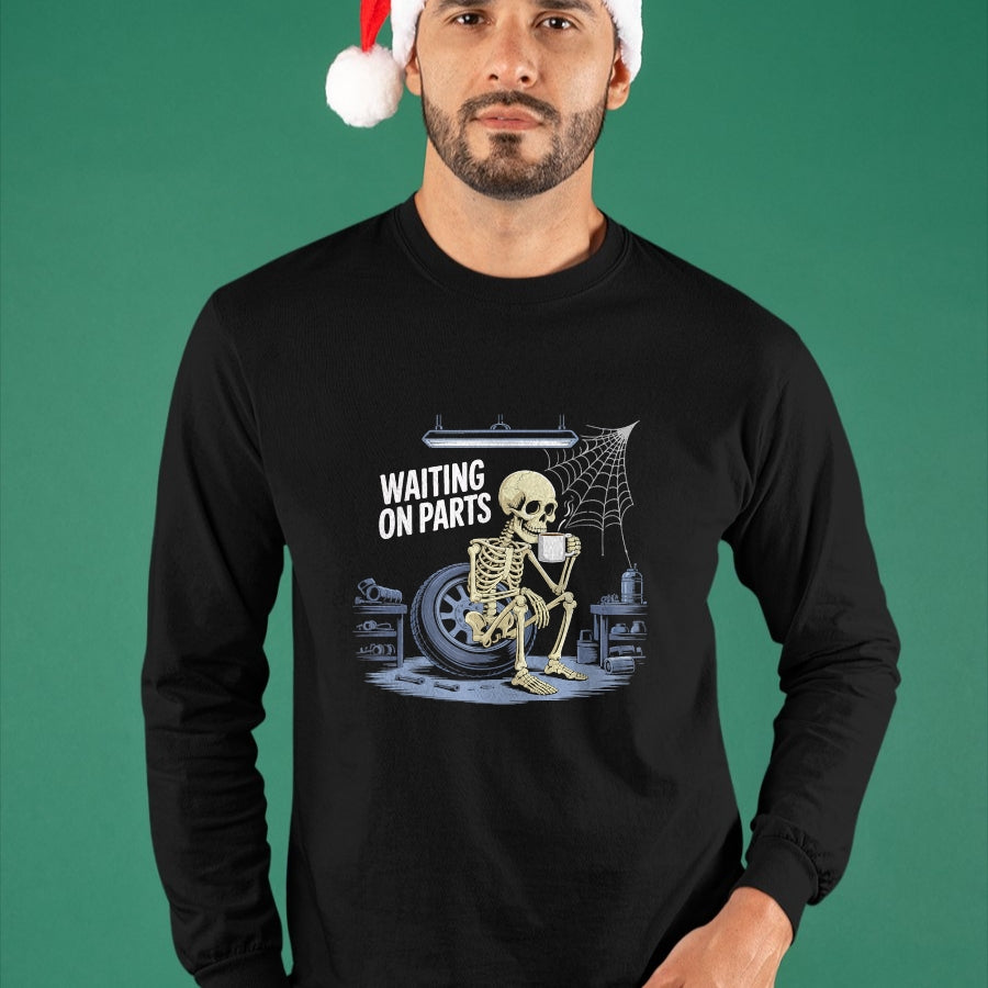 Best Mechanic Life Shirt, Funny Mechanic UnisexT-Shirt/Hoodie/Sweatshirt HLT00 - Funny Waiting On Parts Mechanic Skeleton Auto Repair Life T-Shirt (1)