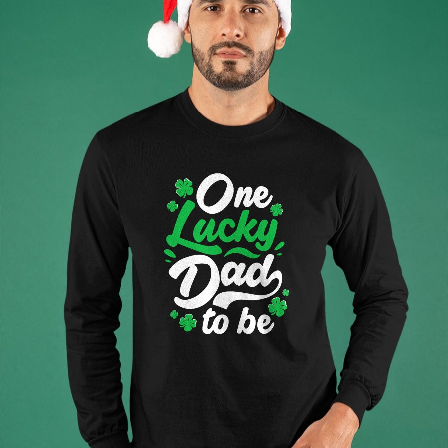 Gift for Dad Shirt, Funny Dad Unisex T-Shirt/Hoodie/Sweatshirt HLT00 – One Lucky Dad To Be St Patrick Day Gender Reveal Party T-Shirt