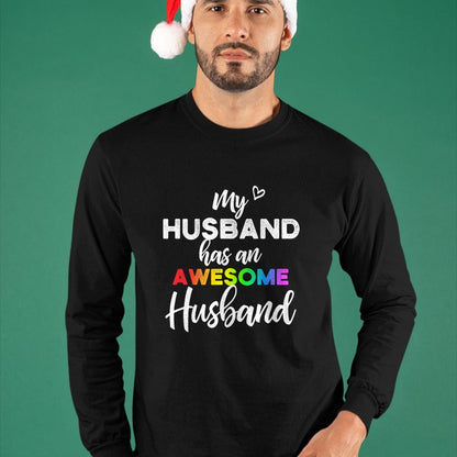 Best Wife Shirt, Wife and Husband Unisex T-Shirt/Hoodie/Sweatshirt HLT00 - My husband has an awesome husband - LGBT Gay Wedding T-Shirt (1)