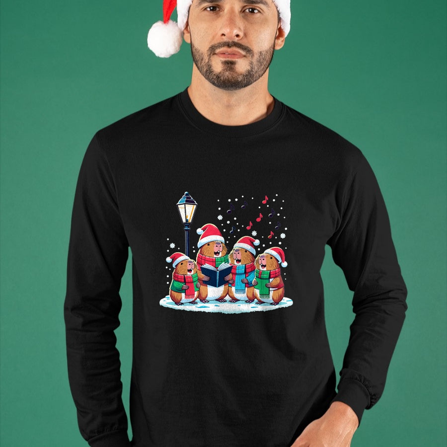 Cute Capybara Shirt, Funny Capybara Unisex T-Shirt/Hoodie/Sweatshirt HLT00 - Festive Winter Capybara Christmas T-Shirt