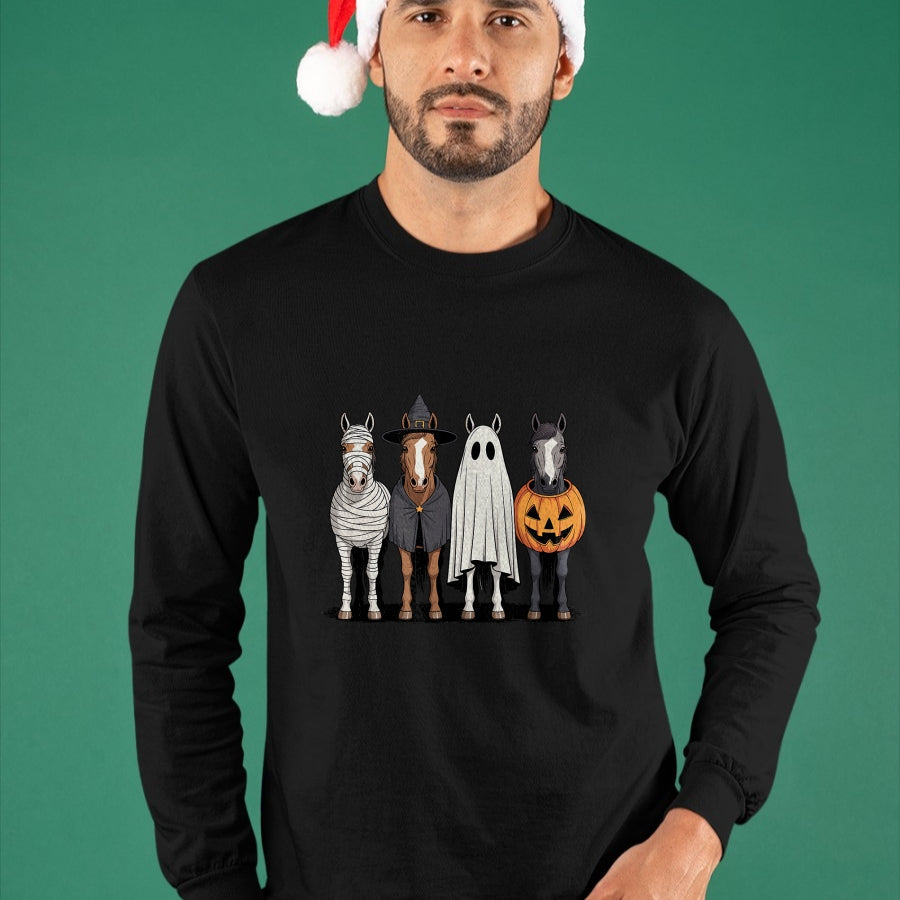 Best Horse Lover Shirt , Funny Horse UnisexT-Shirt/Hoodie/Sweatshirt HLT00 - Spooky Ghost Horse Pumpkin Halloween Skeleton T-Shirt