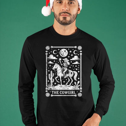 Best Horse Lover Shirt , Funny Horse UnisexT-Shirt/Hoodie/Sweatshirt HLT00 - Skeleton Cowgirl Riding Horse Tarot Card Gothic Halloween T-Shirt