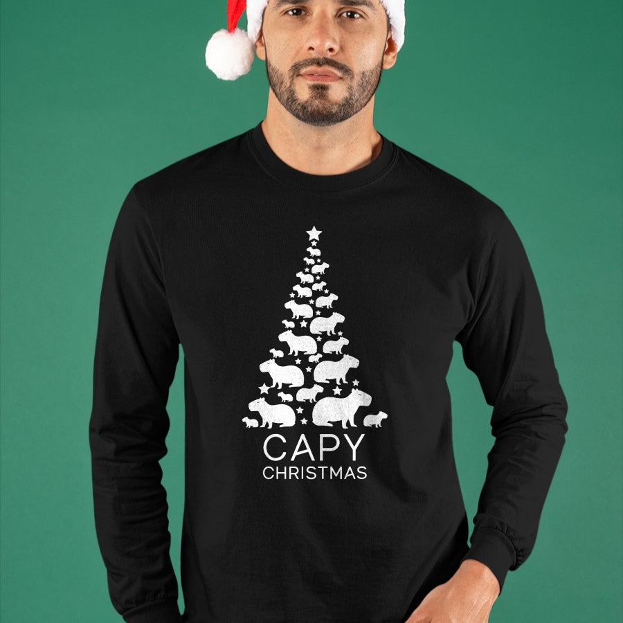 Cute Capybara Shirt, Funny Capybara Unisex T-Shirt/Hoodie/Sweatshirt HLT00 - Cute Capybara Christmas Tree Shirt, Funny Capy Holidays T-Shirt