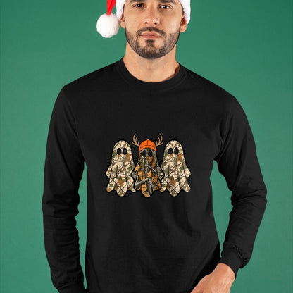 Funny Hunting Shirt, Gift For Hunting Lover Unisex T-Shirt/Hoodie/Sweatshirt HLT00 - Camo Boo Ghost Deer Hunting Season Halloween Men Women Boys T-Shirt