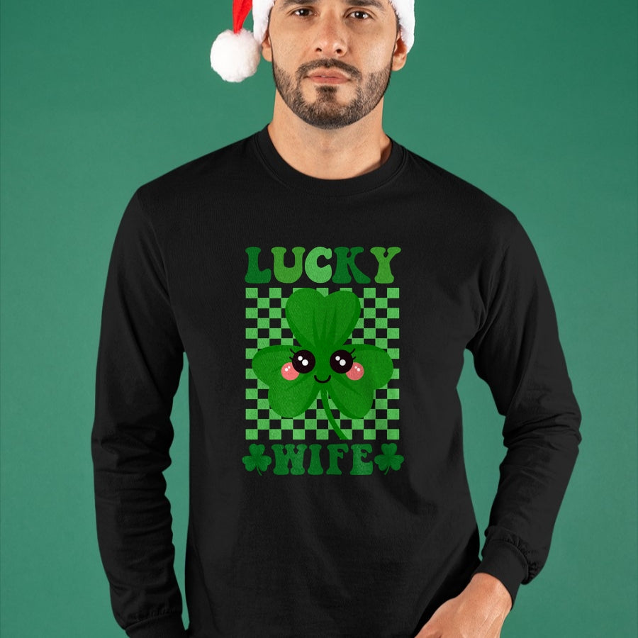 Best Wife Shirt, Wife and Husband Unisex T-Shirt/Hoodie/Sweatshirt HLT00 - Gift for wife T shirt, lucky wife   Lucky Wife Rainbow St Patricks Day Lucky Wife Long Sleeve T-Shir (2)