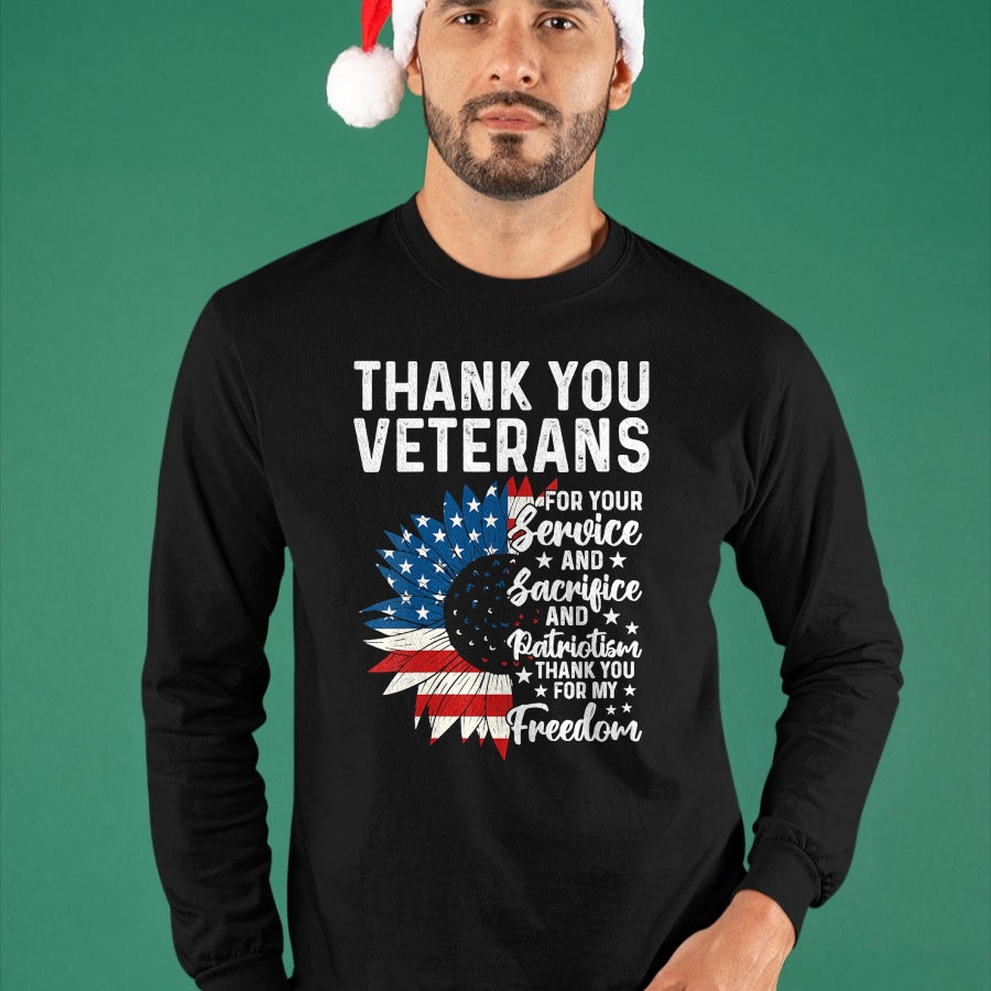 Proud Veteran Shirt, Funny Veteran UnisexT-Shirt/Hoodie/Sweatshirt HLT00 - Womens Thank You Veterans for Your Service and Sacrifice US Veteran V-Neck T-Shirt