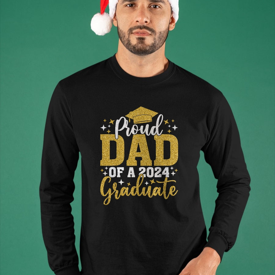 Gift for Dad Shirt, Funny Dad Unisex T-Shirt/Hoodie/Sweatshirt HLT00 – Dad Senior 2024 Proud Dad Of A Class Of 2024 Graduate T-Shirt