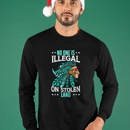 Native American T-Shirts, Vintage Native American Unisex T-Shirt/Hoodie/Sweatshirt HLT00 - No One Is Illegal On Stolen Land Indigenous Native American