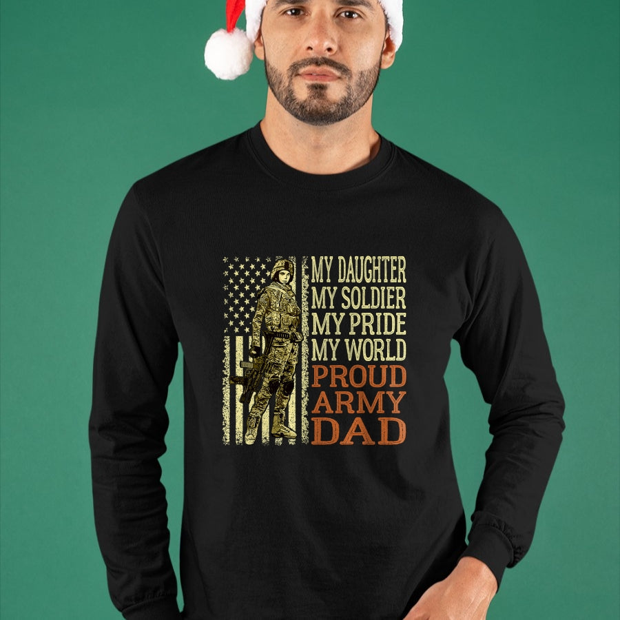 Gift for Dad Shirt, Funny Dad Unisex T-Shirt/Hoodie/Sweatshirt HLT00 – My Daughter My Soldier Hero Proud Army Dad Military Father T-Shirt