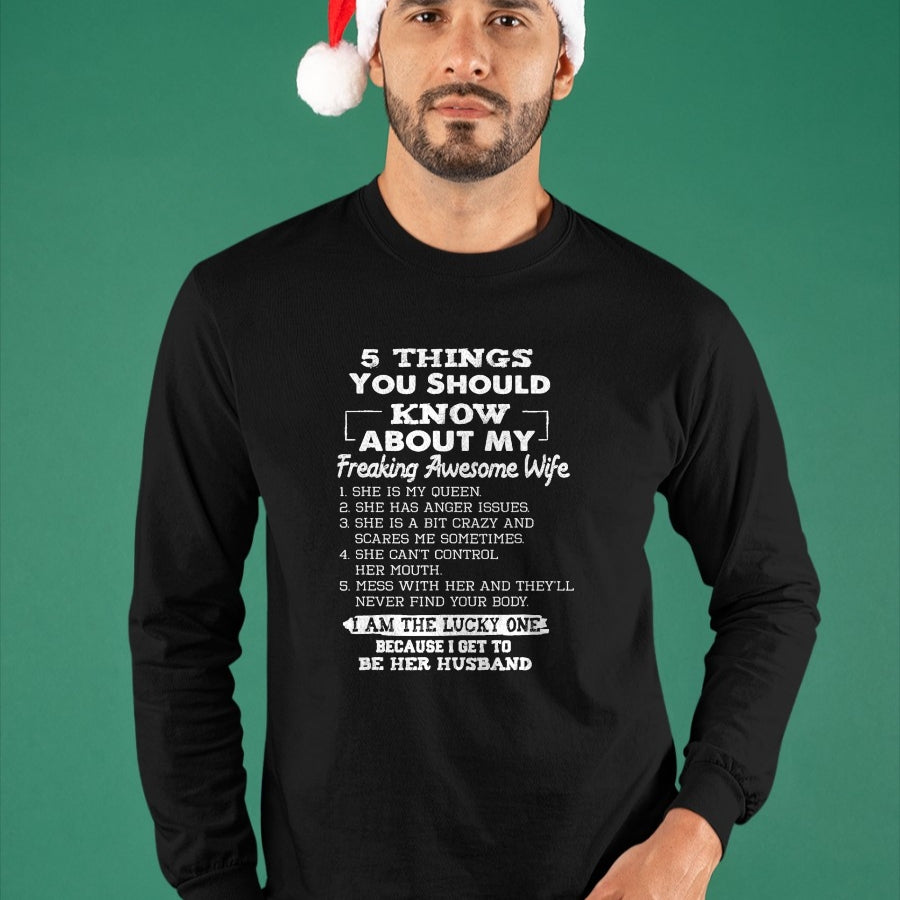Best Wife Shirt, Wife and Husband Unisex T-Shirt/Hoodie/Sweatshirt HLT00 - Awesome 5 Things You Should Know About My Freaking Wife T-Shirt