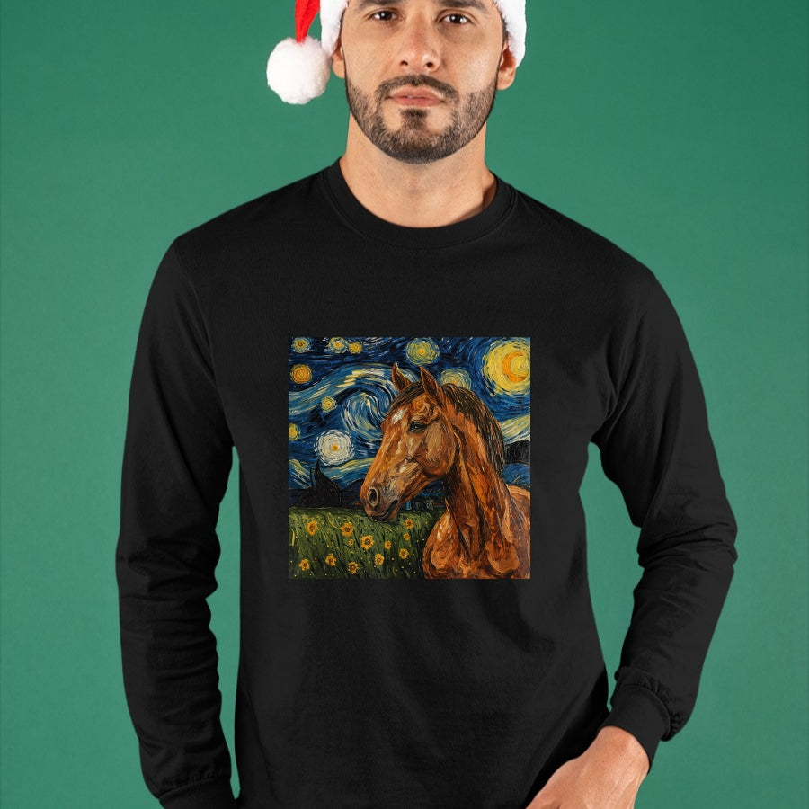 Best Horse Lover Shirt , Funny Horse UnisexT-Shirt/Hoodie/Sweatshirt HLT00 - Horse Lover Van Gogh Style Starry Night Graphic T-Shirt