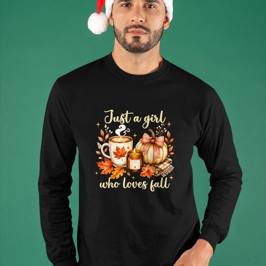 Best Thanksgiving Family Shirt , Funny Thanksgiving UnisexT-Shirt/Hoodie/Sweatshirt HLT00 - Just A Girl Who Loves Fall Pumpkin Autumn Leaves Women Girls T-Shirt
