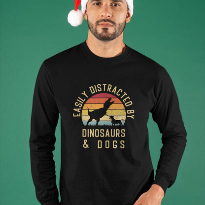 Best Dinosaur Lover Shirt, Funny Dinosaur UnisexT-Shirt/Hoodie/Sweatshirt HLT00 - Easily distracted by Dinosaurs and dogs I heart Dinosaur dog T-Shirt