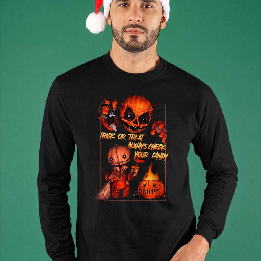 Best Thanksgiving Family Shirt , Funny Thanksgiving UnisexT-Shirt/Hoodie/Sweatshirt HLT00 - Vintage Trick Or Treat Always Check Your Candy, Pumpkin T-Shirt